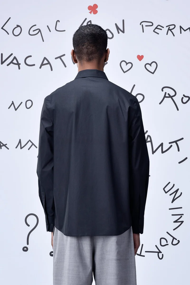 Genes Lecoanet Hemant  Cotton Poplin Regular Fit Shirt- Black for Men | Best Price UAE